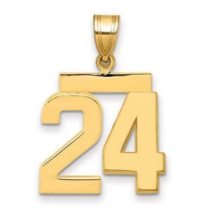 14k Yellow Gold, Athletic Collection Medium Polished Number 24 Pendant